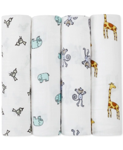 Aden By Aden + Anais Baby Boys Girls 4-pack Jungle Jam Classic Cotton Swaddles In Multi