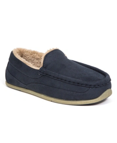 Deer Stags Kids' Little And Big Boys Slipperooz Lil Spun Indoor Outdoor S.u.p.r.o. Sock Cozy Moccasin Slipper In Navy