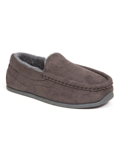 Deer Stags Kids' Little And Big Boys Slipperooz Lil Spun Indoor Outdoor S.u.p.r.o. Sock Cozy Moccasin Slipper In Charcoal