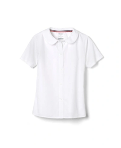 French Toast Kids' Big Girls Short Sleeve Peter Pan Collar Polo Shirt In White