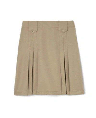 French Toast Kids' Little Girls Front Pleated Skirt With Tabs In Khaki