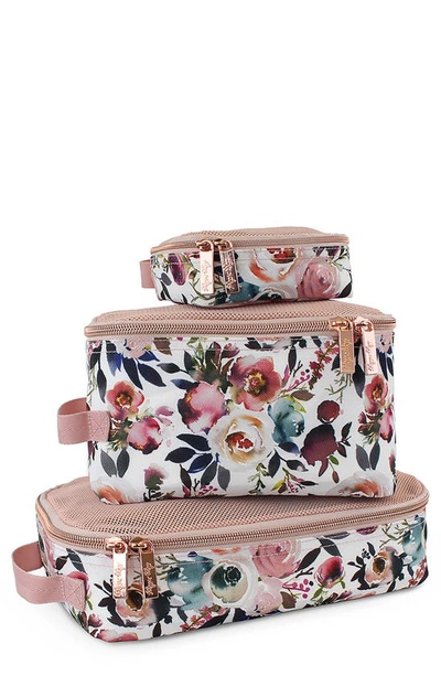 Itzy Ritzy Babies' Blush Floral Set Of 3 Travel Diaper Bags In Multi