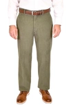 Berle Charleston Flat Front Cotton Corduroy Dress Pants In Olive