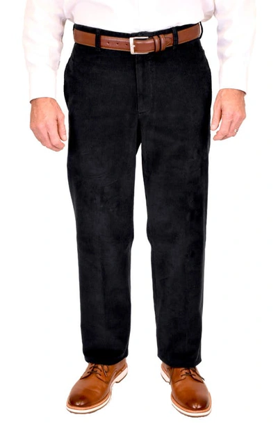 Berle Charleston Flat Front Cotton Corduroy Dress Trousers In Black