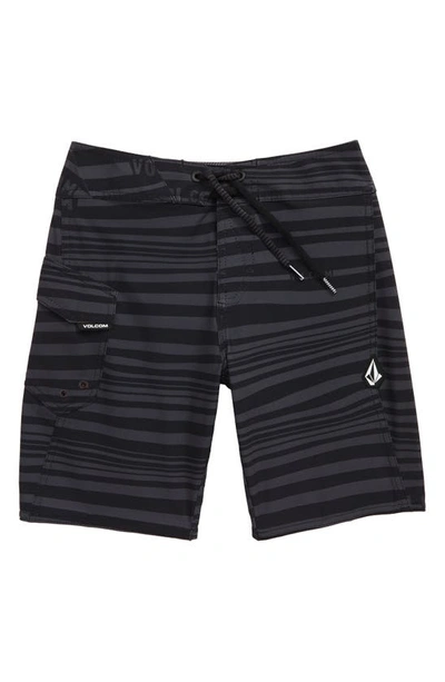 Volcom Kids' Toddler & Little Boys Logo-stripe Mod-tech Boardshorts In Black