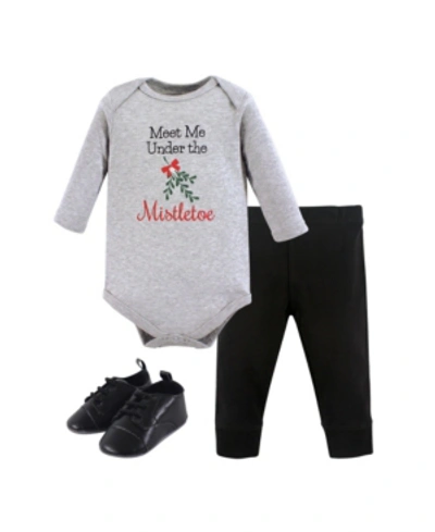 Little Treasure Baby Girls And Boys Mistletoe Bodysuit, Pant And Shoe Set, Pack Of 3 In Multi