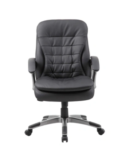 Boss Office Products Executive Mid Back Pillow Top Chair In Black