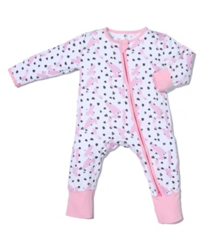 Earth Baby Outfitters Baby Girls Viscose From Bamboo Hand Brush 2 Way Zippy Coverall In Pink