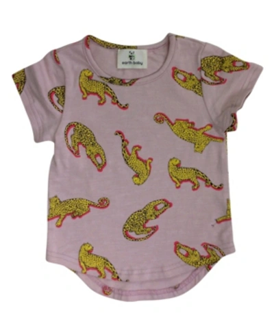 Earth Baby Outfitters Kids' Toddler Girls Organic Cotton Leopard T-shirts In Pink