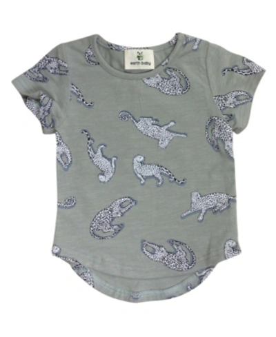 Earth Baby Outfitters Toddler Boys And Girls Organic Cotton Leopard T-shirts In Gray