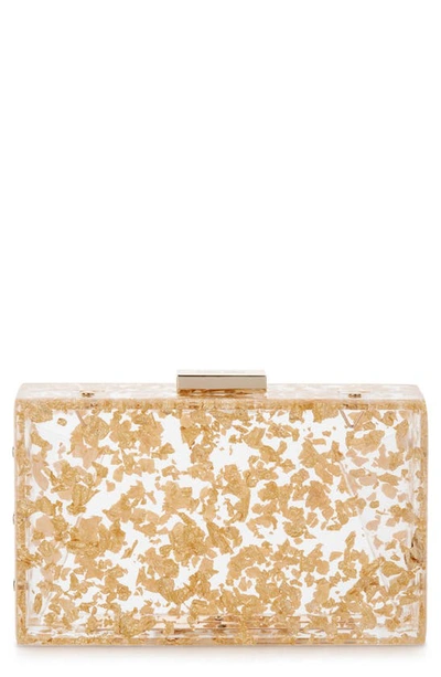 Olga Berg Carmella Metallic Foil Box Clutch In Gold