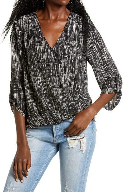 All In Favor Twist Hem Top In Black Abstract
