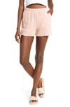 All In Favor Lettuce Hem Shorts In Blush Floral