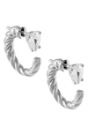 Adinas Jewels Cubic Zirconia Rope Hoop Earrings In Silver