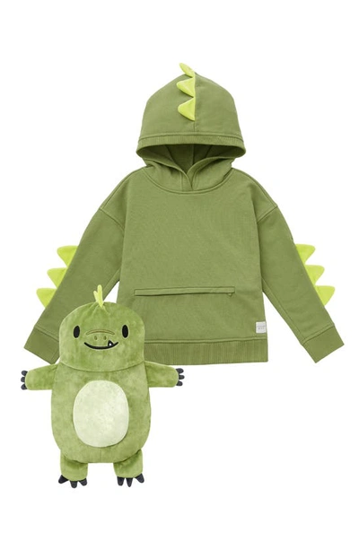 Cubcoats Kids' Dayo The Dinosaur 2-in-1 Stuffed Animal Hoodie In Green