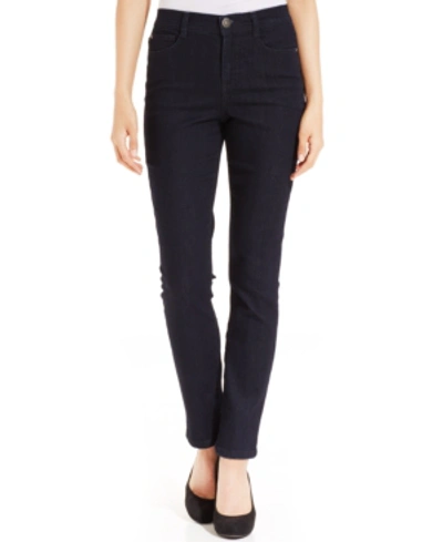 Style & Co Petite Tummy-control Slim-leg Jeans, Petite & Petite Short, Created For Macy's In Black Blue Wash
