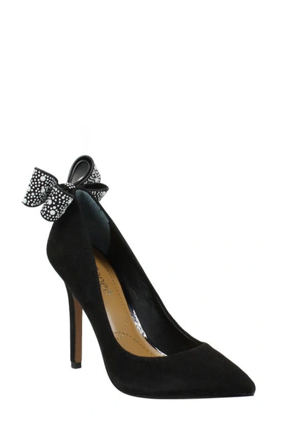 J. Reneé Verity Pointed Toe Pump In Black Suede/ White Pearls