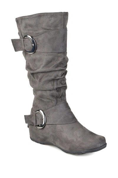 Journee Collection Jester Extra Wide Calf Side Buckle Tall Boot In Gray