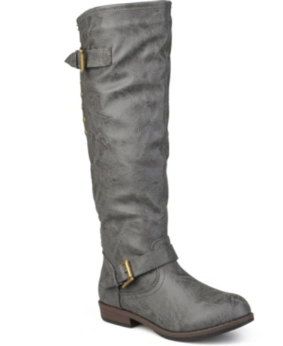 Journee Collection Women's Spokane Extra Wide Calf Knee High Riding Boots In Dark Grey