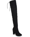 Journee Collection Women's Maya Over The Knee Block Heel Dress Boots In Black
