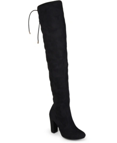 Journee Collection Women's Maya Over The Knee Block Heel Dress Boots In Black