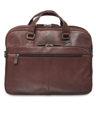 Mancini Vanizia Collection Top Zippered Single Compartment Laptop And Tablet Briefcase In Brown