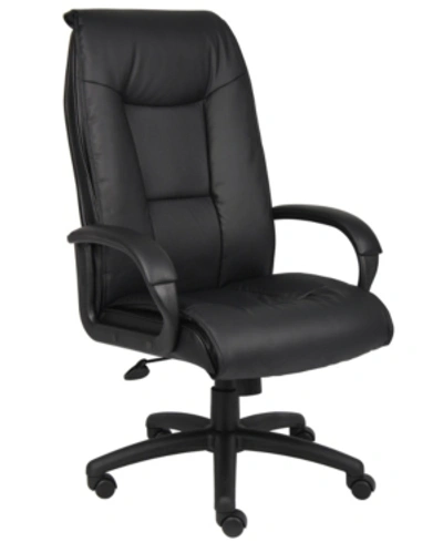 Boss Office Products Executive Leather Plus Chair W/padded Arm In Black