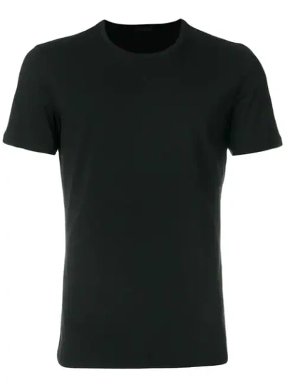 La Perla Seamless Crewneck Stretch-cotton T-shirt In Black