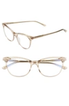 Diff Jade 51mm Blue Light Blocking Cat Eye Glasses In Vintage Pink/ Clear