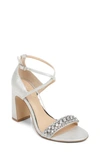 Jewel Badgley Mischka Women's Penny Crisscross Strap Block Heel Evening Sandals In Silver