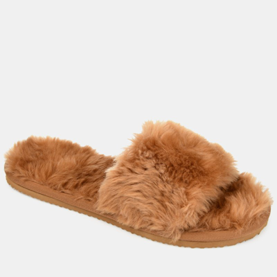 Journee Collection Dawn Faux Fur Slipper In Cognac