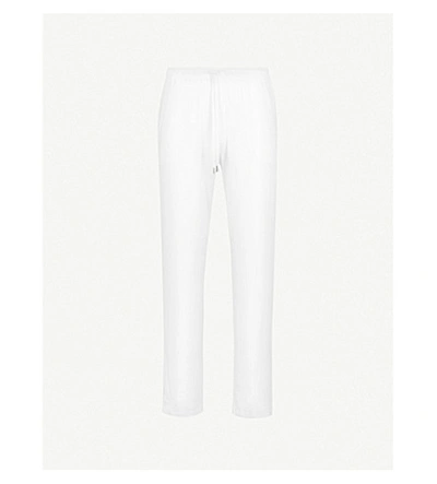 Derek Rose Derek Rose Mens White Basel Stretch-modal Trousers