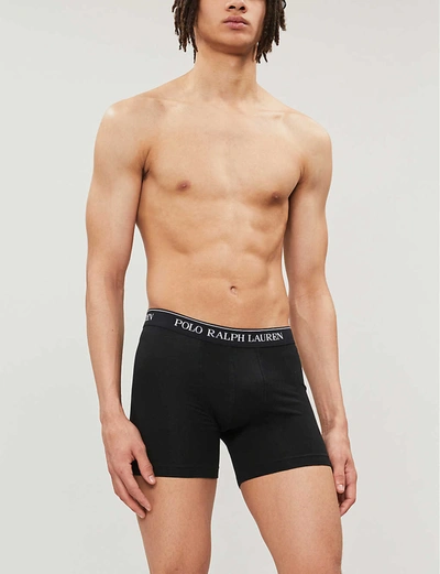 Polo Ralph Lauren Mens Black Pack Of Three Classic-fit Stretch-cotton Boxer Briefs