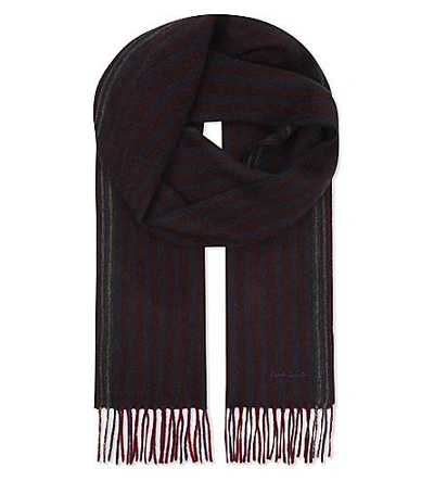 Paul Smith Striped Wool-blend Scarf In Bordeux