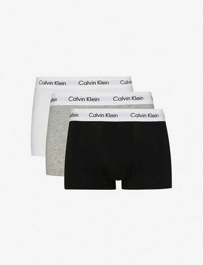 Calvin Klein Pack Of Two Modern Essentials Modern-fit Stretch-cotton Briefs  In Black/white/grey | ModeSens