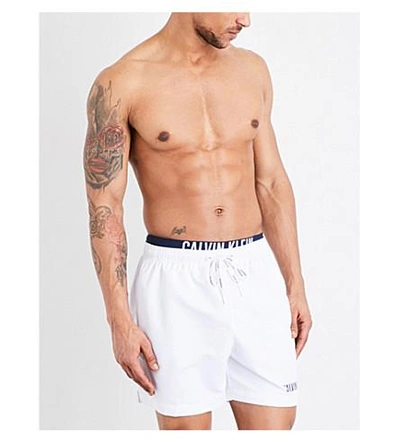Calvin Klein Intense Power Double Waistband Swim Shorts In White | ModeSens