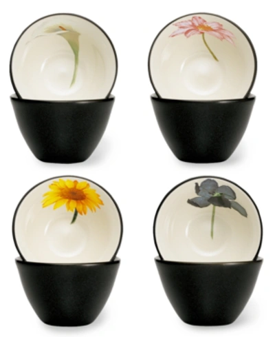 Noritake Colorwave Floral Set Of 4 Mini Bowls In Graphite
