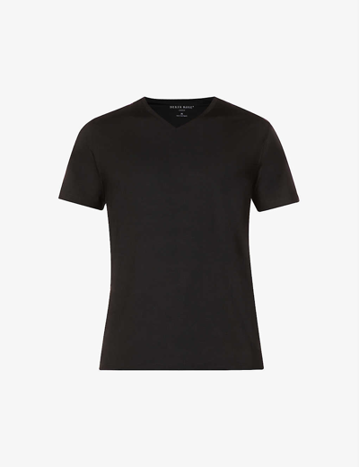 Derek Rose Derek Rose Mens White Basel Stretch-modal T-shirt In Black