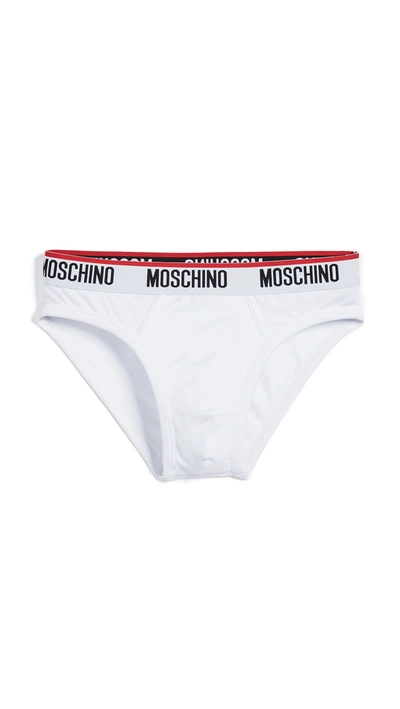 Moschino Pack Of Two Tape Regular-fit Stretch-cotton Briefs In White