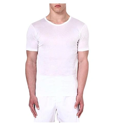 Zimmerli Mens White Crew-neck Cotton T-shirt
