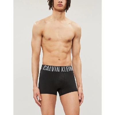Calvin Klein Mens Black Intense Power Branded Slim-fit Stretch-cotton Trunks Xl