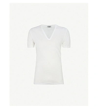 Zimmerli V-neck Cotton T-shirt In White