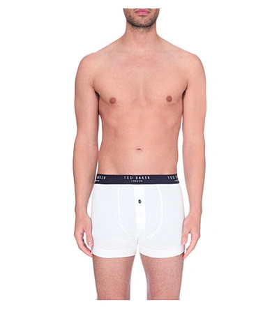Ted Baker Button-front Regular-fit Stretch-cotton Boxers In White