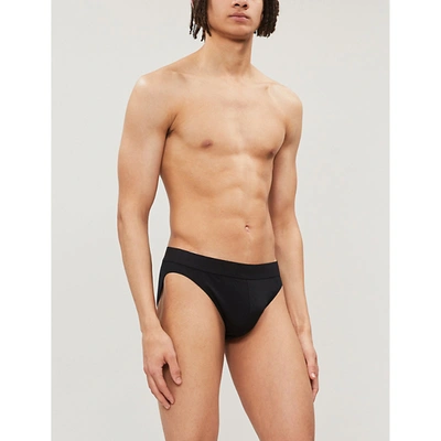 Zimmerli Piqué Como Cotton And Modal Briefs In Black