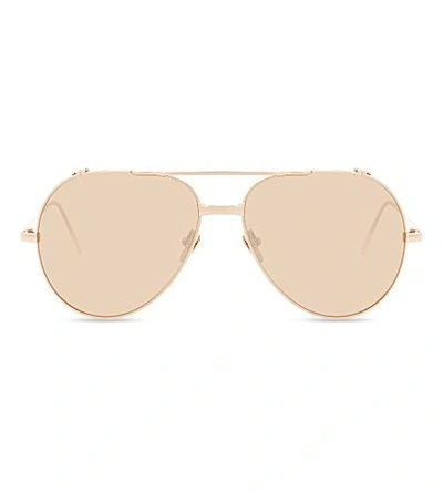 Linda Farrow Lfl426 Aviator Sunglasses In Rose Gold