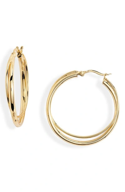 Argento Vivo Sterling Silver Double Tube Hoop Earrings In Gold