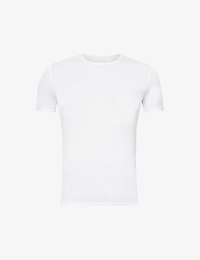 Derek Rose Derek Rose Mens White Jack V-neck Cotton T-shirt