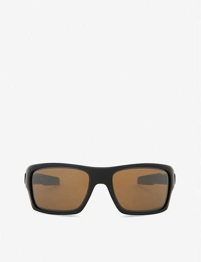 Oakley Womens Matte Black Turbine Polarised Prizm Square-frame Wrap-around Sunglasses