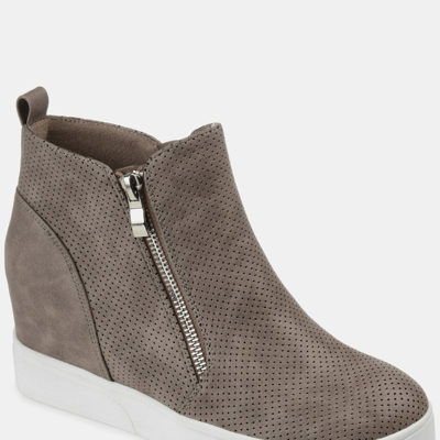 Journee Collection Journee Pennelope Wedge Heel Sneaker In Grey