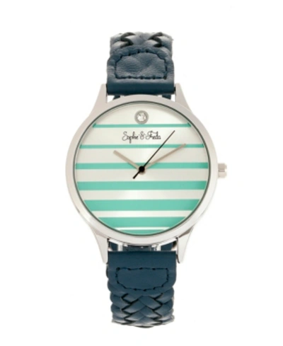 Sophie And Freda Quartz Tucson Genuine Leather Watches 36mm In Silver / Teal